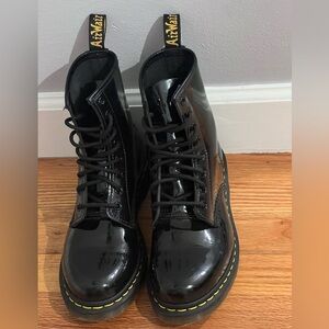 Dr. Martens patent leather lace up boots